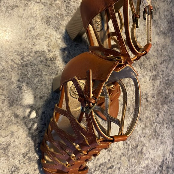 SO GLADIATOR BROWN LEATHER SANDALS WOMEN'S SIZE 10 - Picture 4 of 6